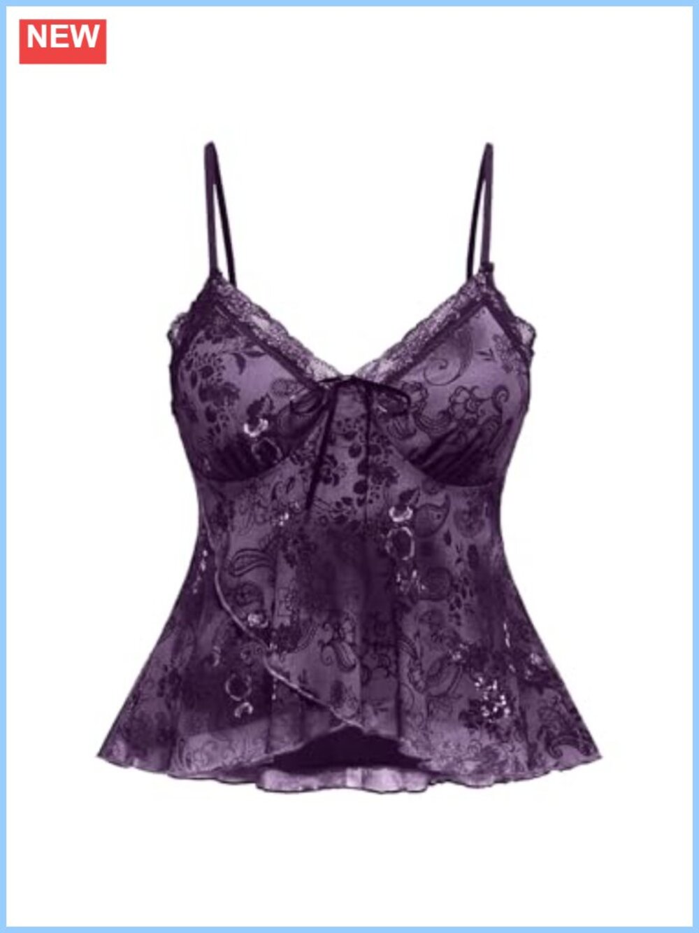 Plus Size Y2k Babydoll Lace Mesh Camisole Top Gothic Paisley Rave